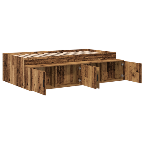 vidaXL Storage Bed Frame Old Wood 80x200 cm
