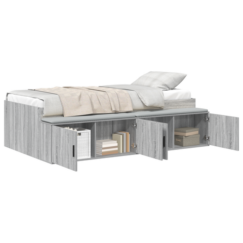 vidaXL Storage Bed Frame Grey Sonoma 90x190 cm