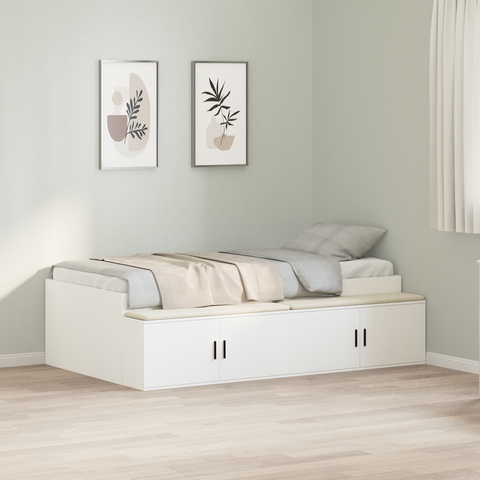vidaXL Storage Bed Frame White 75x190 cm