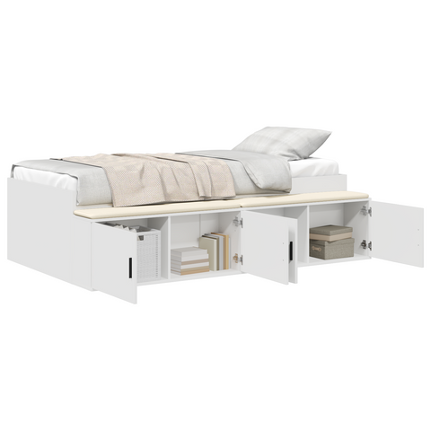 vidaXL Storage Bed Frame White 75x190 cm