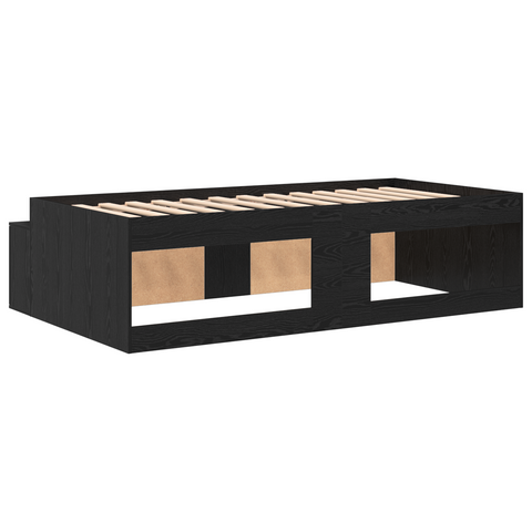 vidaXL Storage Bed Frame Black Oak 75x190 cm