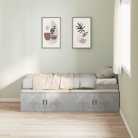 vidaXL Storage Bed Frame Concrete Grey 75x190 cm