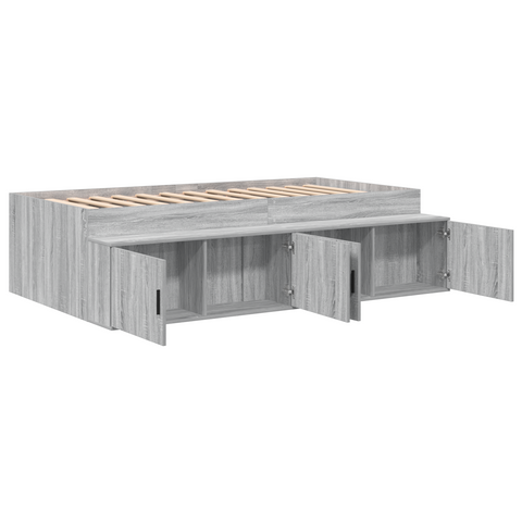 vidaXL Storage Bed Frame Grey Sonoma 75x190 cm