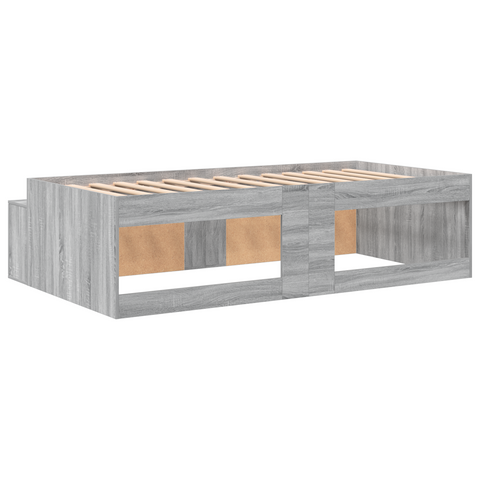 vidaXL Storage Bed Frame Grey Sonoma 75x190 cm