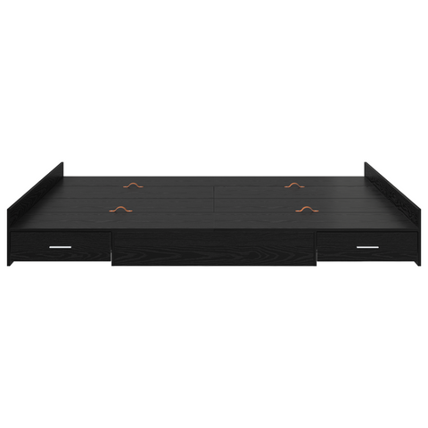 vidaXL Storage Bed Frame with Drawer with Headboard with Storage Black oak 200 x 200 cm
