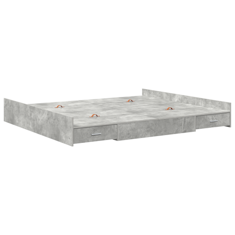 vidaXL Storage Bed Frame with Drawer with Headboard with Storage Concrete grey 200 x 200 cm