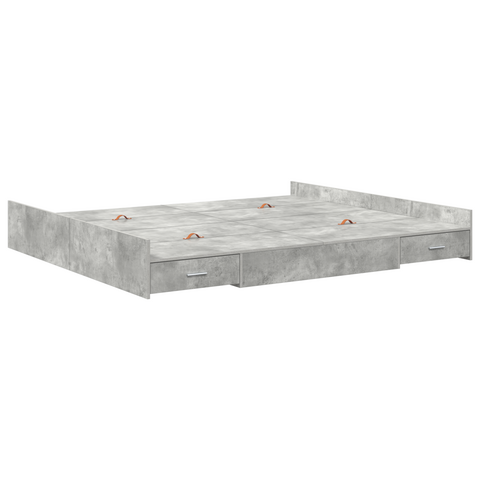vidaXL Storage Bed Frame with Drawer with Headboard with Storage Concrete grey 200 x 200 cm