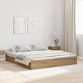 vidaXL Storage Bed Frame with Drawer with Headboard with Storage Artisan oak 200 x 200 cm