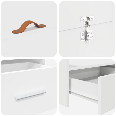 vidaXL Storage Bed Frame with Drawer with Headboard with Storage White 180 x 200 cm