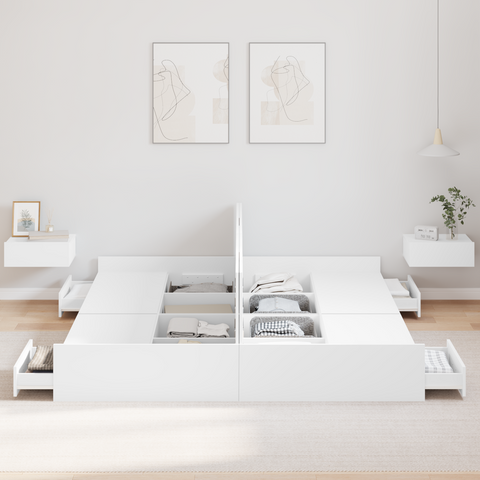 vidaXL Storage Bed Frame with Drawer with Headboard with Storage White 180 x 200 cm