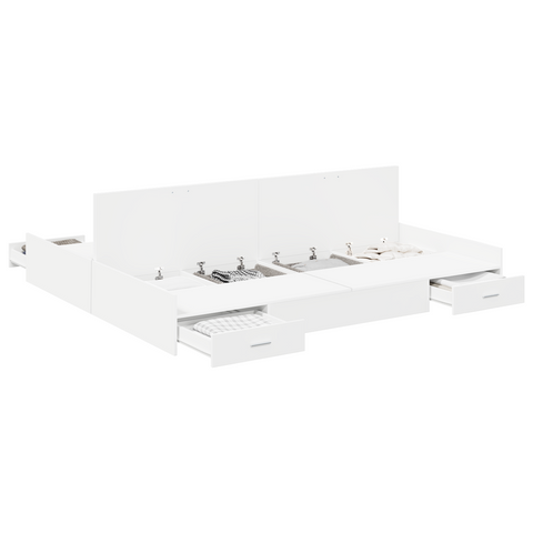 vidaXL Storage Bed Frame with Drawer with Headboard with Storage White 180 x 200 cm