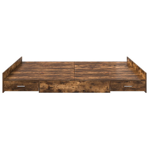 vidaXL Storage Bed Frame with Drawer with Headboard with Storage Smoked oak 180 x 200 cm