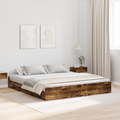 vidaXL Storage Bed Frame with Drawer with Headboard with Storage Smoked oak 180 x 200 cm