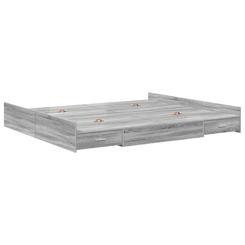 vidaXL Storage Bed Frame with Drawer with Headboard with Storage Grey sonoma 180 x 200 cm