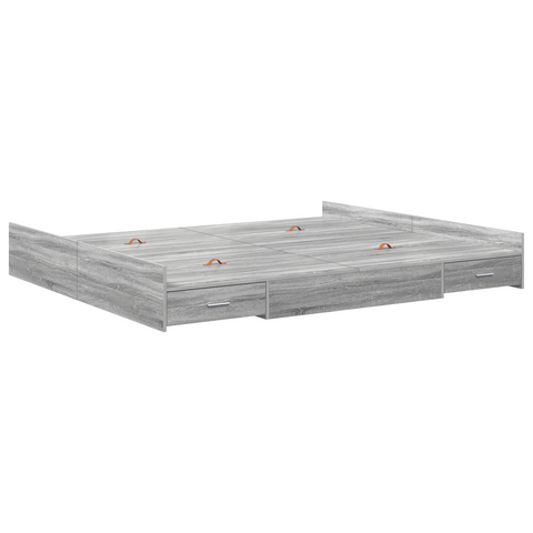 vidaXL Storage Bed Frame with Drawer with Headboard with Storage Grey sonoma 180 x 200 cm