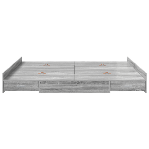 vidaXL Storage Bed Frame with Drawer with Headboard with Storage Grey sonoma 180 x 200 cm