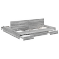 vidaXL Storage Bed Frame with Drawer with Headboard with Storage Grey sonoma 180 x 200 cm