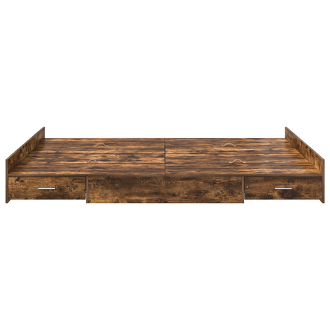 vidaXL Storage Bed Frame with Drawer with Headboard with Storage Smoked oak 150 x 200 cm