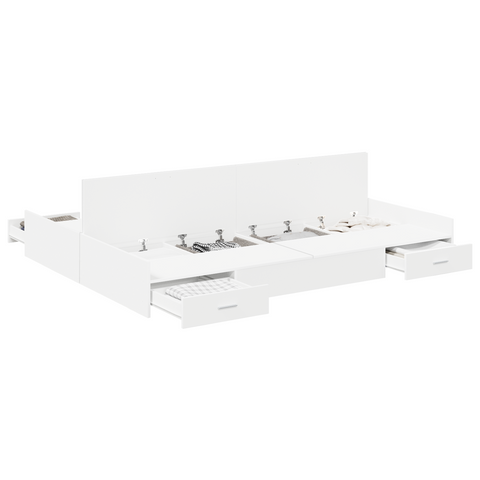 vidaXL Storage Bed Frame with Drawer with Headboard with Storage White 140 x 200 cm