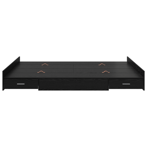 vidaXL Storage Bed Frame with Drawer with Headboard with Storage Black oak 140 x 200 cm