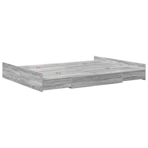 vidaXL Storage Bed Frame with Drawer with Headboard with Storage Grey sonoma 140 x 200 cm