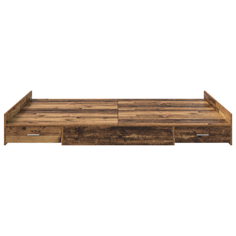 vidaXL Storage Bed Frame with Drawer with Headboard with Storage Old wood 140 x 200 cm