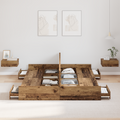 vidaXL Storage Bed Frame with Drawer with Headboard with Storage Old wood 140 x 200 cm