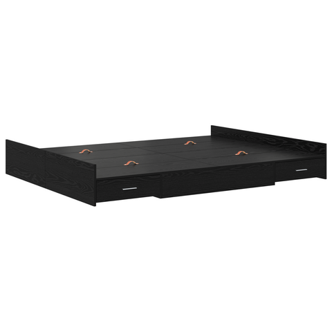 vidaXL Storage Bed Frame Black oak 140 x 190 cm Engineered wood