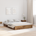 vidaXL Storage Bed Frame with Drawer with Headboard with Storage Old wood 140 x 190 cm Melamine