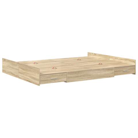 vidaXL Storage Bed Frame with Drawer Sonoma oak 135 x 190 cm Melamine