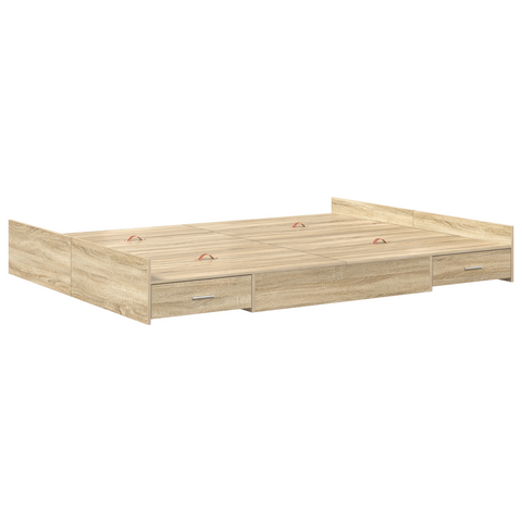 vidaXL Storage Bed Frame with Drawer Sonoma oak 135 x 190 cm Melamine