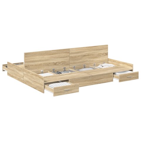 vidaXL Storage Bed Frame with Drawer Sonoma oak 135 x 190 cm Melamine