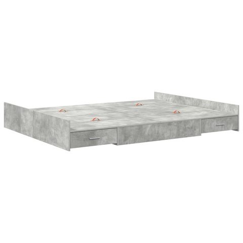 vidaXL Storage Bed Frame Concrete grey 135 x 190 cm Engineered wood