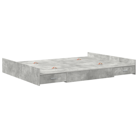 vidaXL Storage Bed Frame Concrete grey 135 x 190 cm Engineered wood