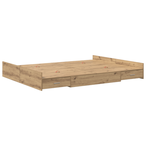 vidaXL Storage Bed Frame with Drawer Artisan oak 135 x 190 cm Melamine