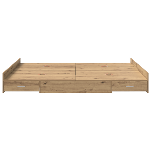 vidaXL Storage Bed Frame with Drawer Artisan oak 135 x 190 cm Melamine
