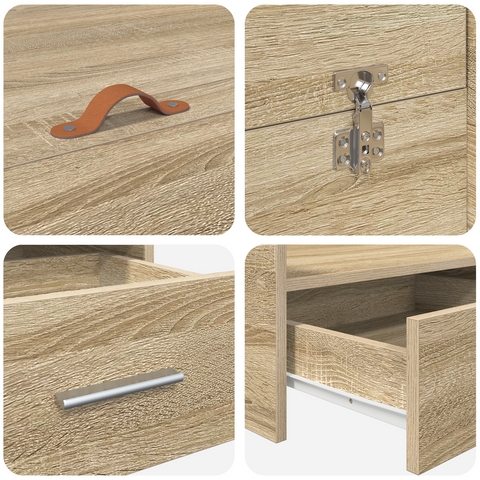 vidaXL Storage Bed Frame with Drawer with Headboard with Storage Sonoma oak 120 x 190 cm MDF