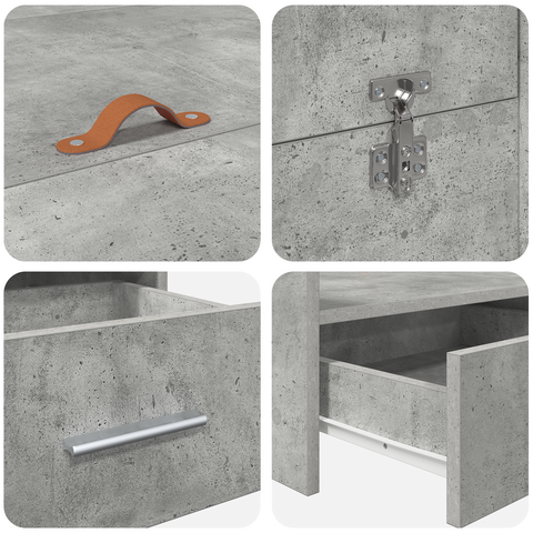 vidaXL Storage Bed Frame with Drawer with Headboard with Storage Concrete grey 120 x 190 cm MDF