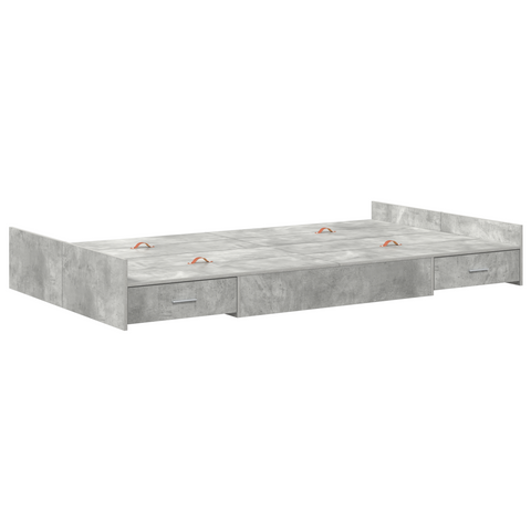 vidaXL Storage Bed Frame with Drawer with Headboard with Storage Concrete grey 120 x 190 cm MDF
