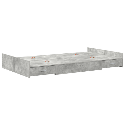 vidaXL Storage Bed Frame with Drawer with Headboard with Storage Concrete grey 120 x 190 cm MDF