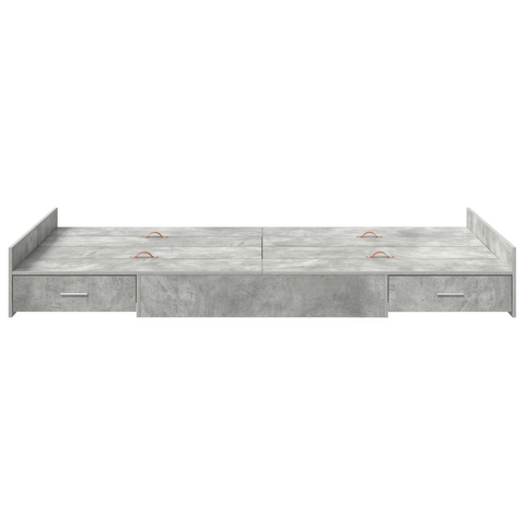 vidaXL Storage Bed Frame with Drawer with Headboard with Storage Concrete grey 120 x 190 cm MDF