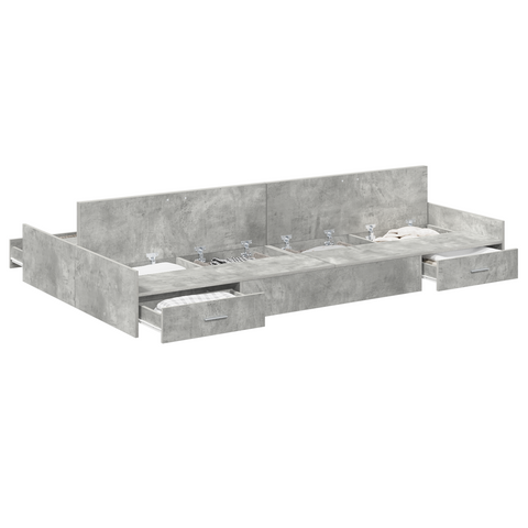 vidaXL Storage Bed Frame with Drawer with Headboard with Storage Concrete grey 120 x 190 cm MDF