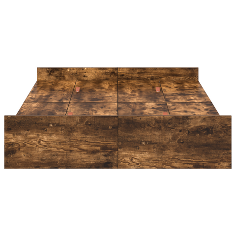 vidaXL Storage Bed Frame with Drawer with Headboard with Storage Smoked oak 120 x 190 cm Wood
