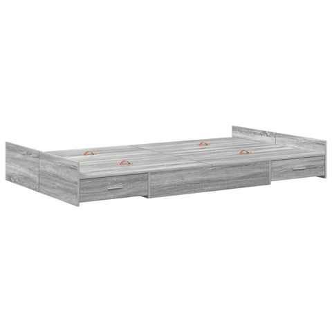 vidaXL Storage Bed Frame Grey sonoma 120 x 190 cm Engineered wood