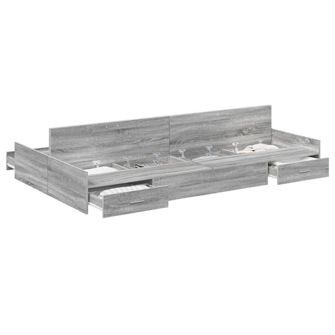 vidaXL Storage Bed Frame Grey sonoma 120 x 190 cm Engineered wood