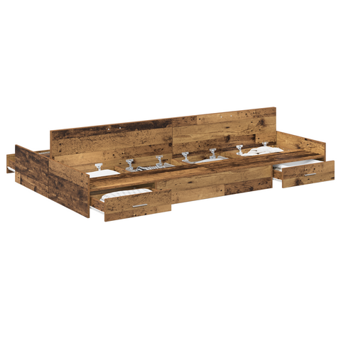 vidaXL Storage Bed Frame Old Wood 120x190 cm Engineered Wood