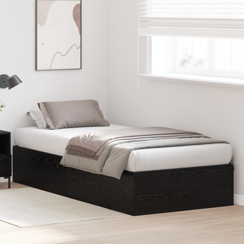 vidaXL Storage Bed Frame Black Oak 90x200 cm