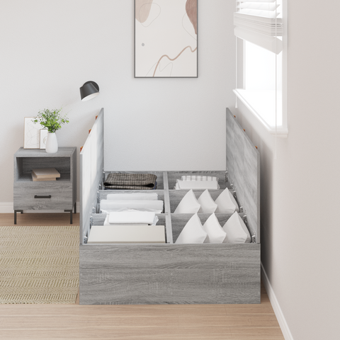 vidaXL Storage Bed Frame Grey Sonoma 90x200 cm