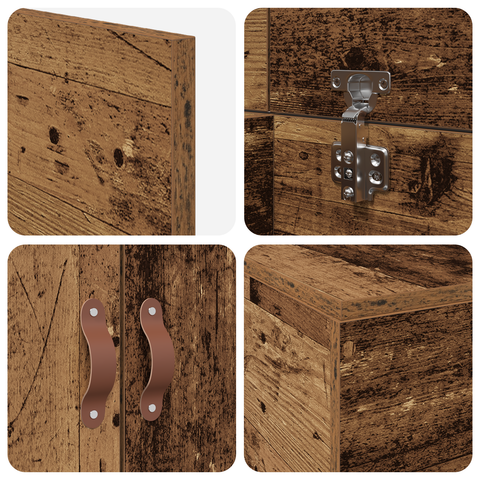 vidaXL Storage Bed Frame Old Wood 90x200 cm