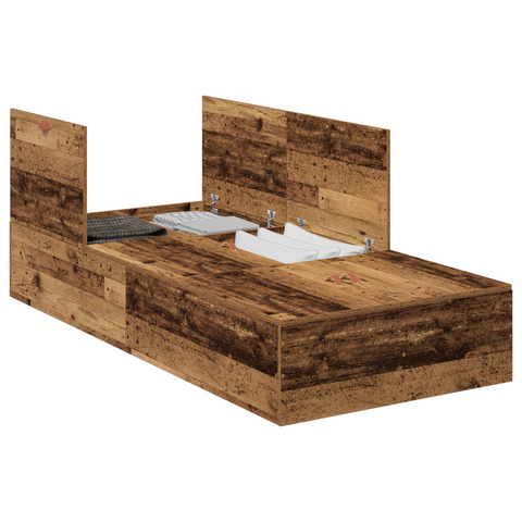 vidaXL Storage Bed Frame Old Wood 90x200 cm